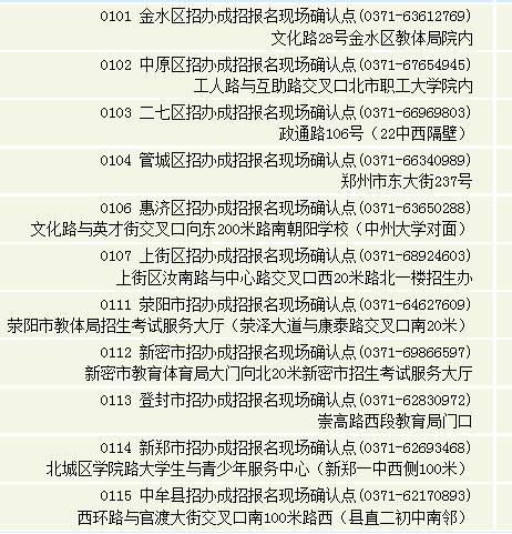鄭州市2016年成人高考報名現場確認公告