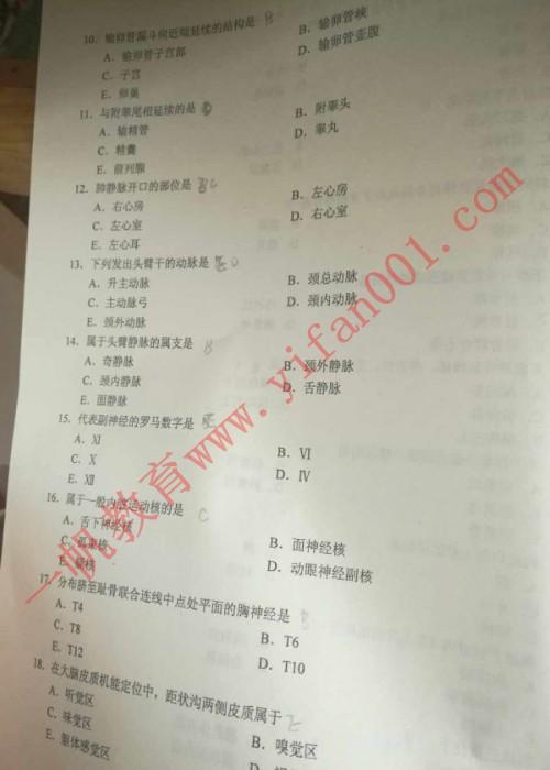 2016年河南成人高考專升本醫(yī)學(xué)綜合真題