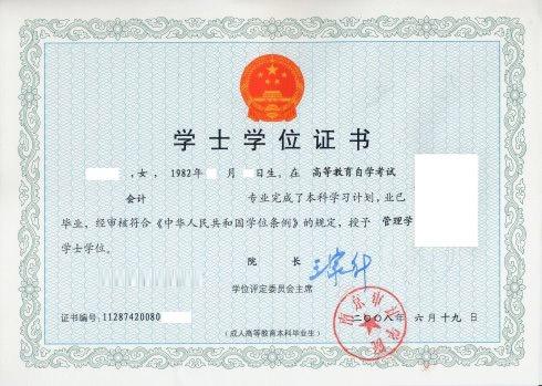 2017年河南財(cái)經(jīng)政法大學(xué)自考學(xué)位證樣本